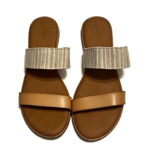 Universal thread Torri tan slip on two band sandals size 7.5